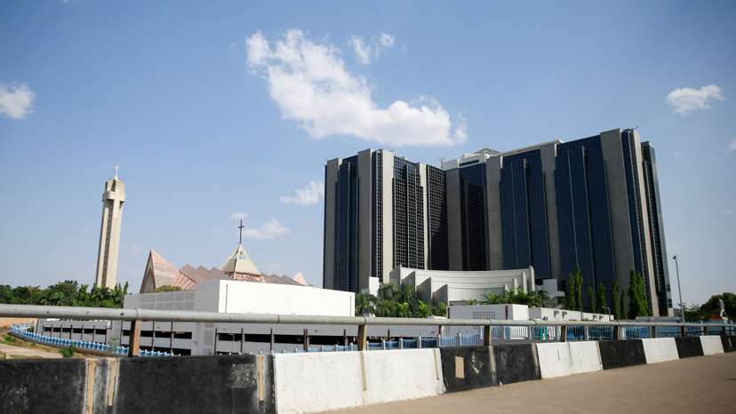 FILE PHOTO: A view of Central Bank of Nigeria headquaters next to National Ecumenical Centre in Abuja