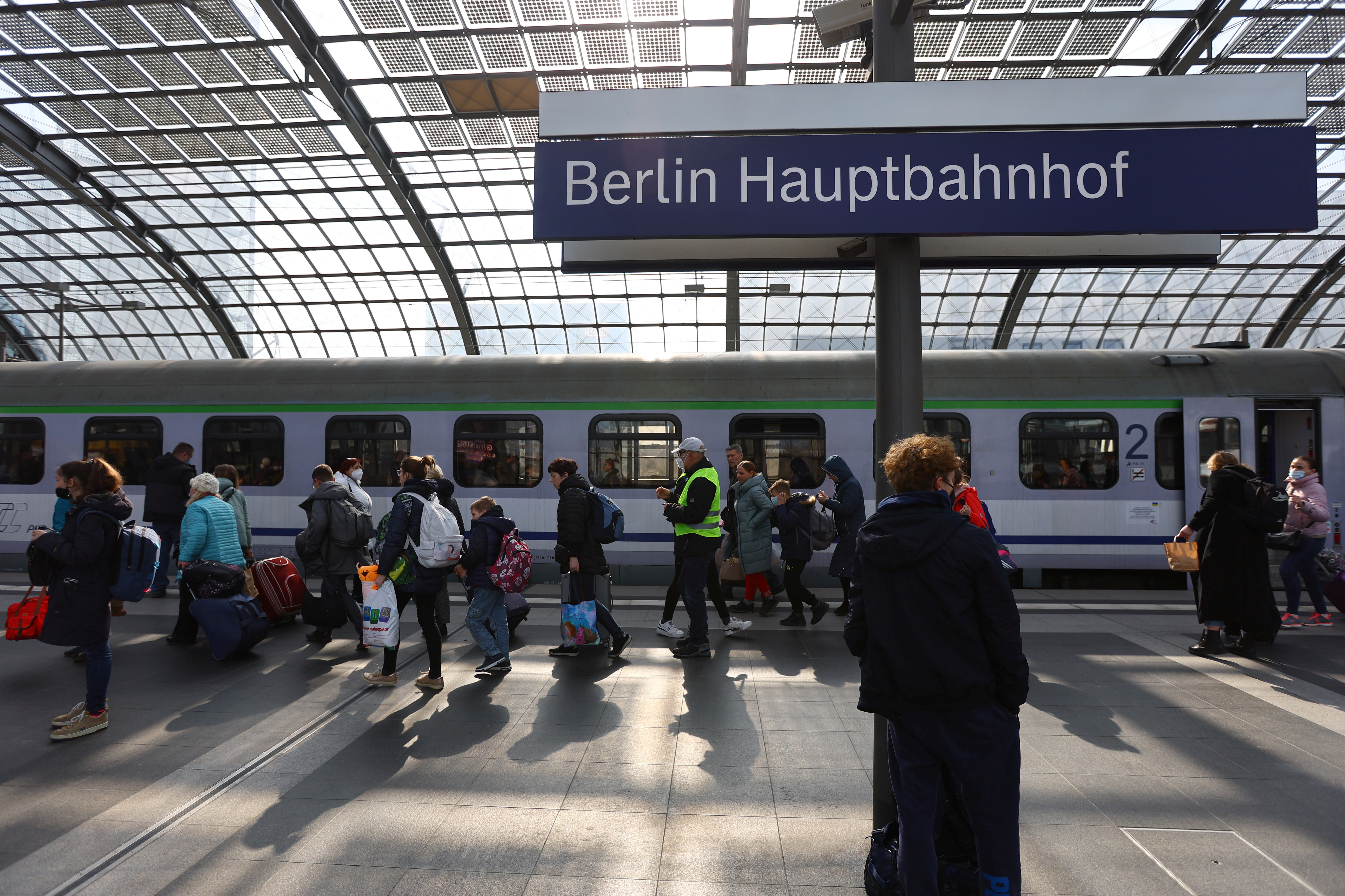 Refugees fleeing from Ukraine arrive at Berlin's central station