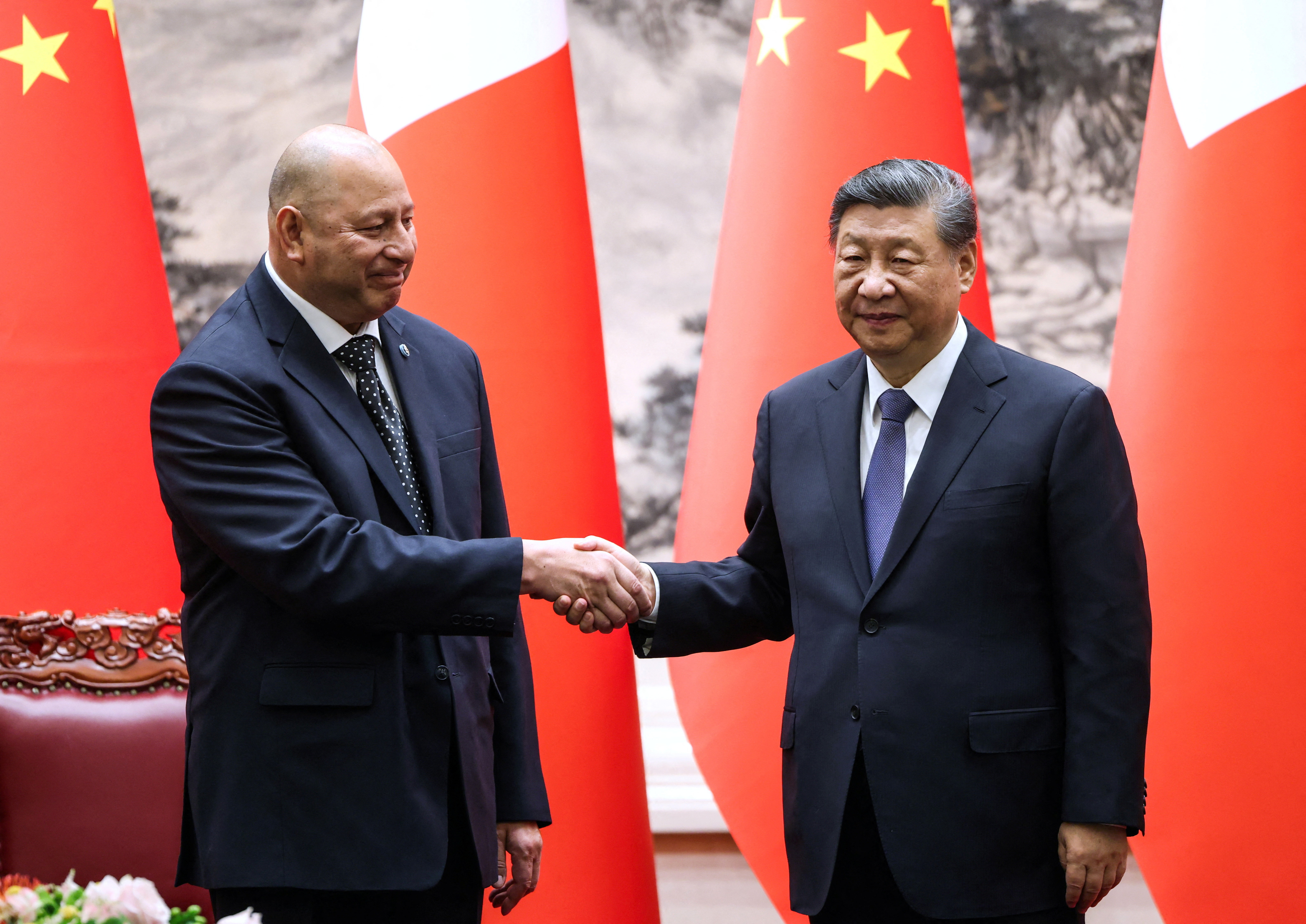 China’s President Xi Jinping meets Tonga's King Tupou VI in Beijing