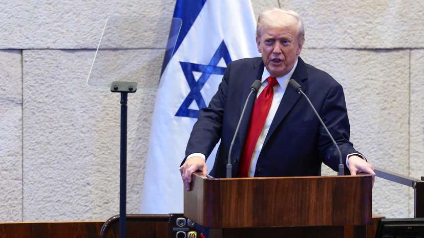 U.S. President Trump addresses the Knesset, in Jerusalem