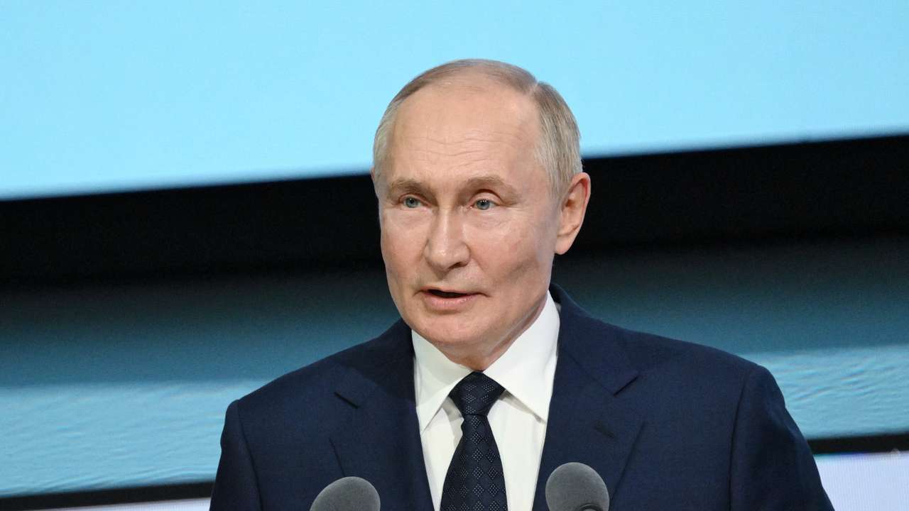 Russian President Vladimir Putin speaks at the St. Petersburg International United Cultures Forum