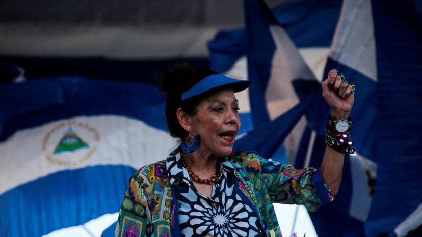 FILE PHOTO: Nicaraguan Vice-President Rosario Murillo sings revolutionary songs during a march called "We walk for peace and life. Justice" in Managua, Nicaragua