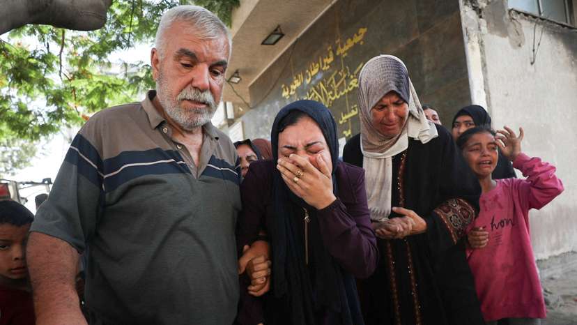 Funeral of Palestinians who were killed by Israeli fire while trying to receive aid in central Gaza Strip, according to the Gaza Health Ministry, at Al-Shifa hospital