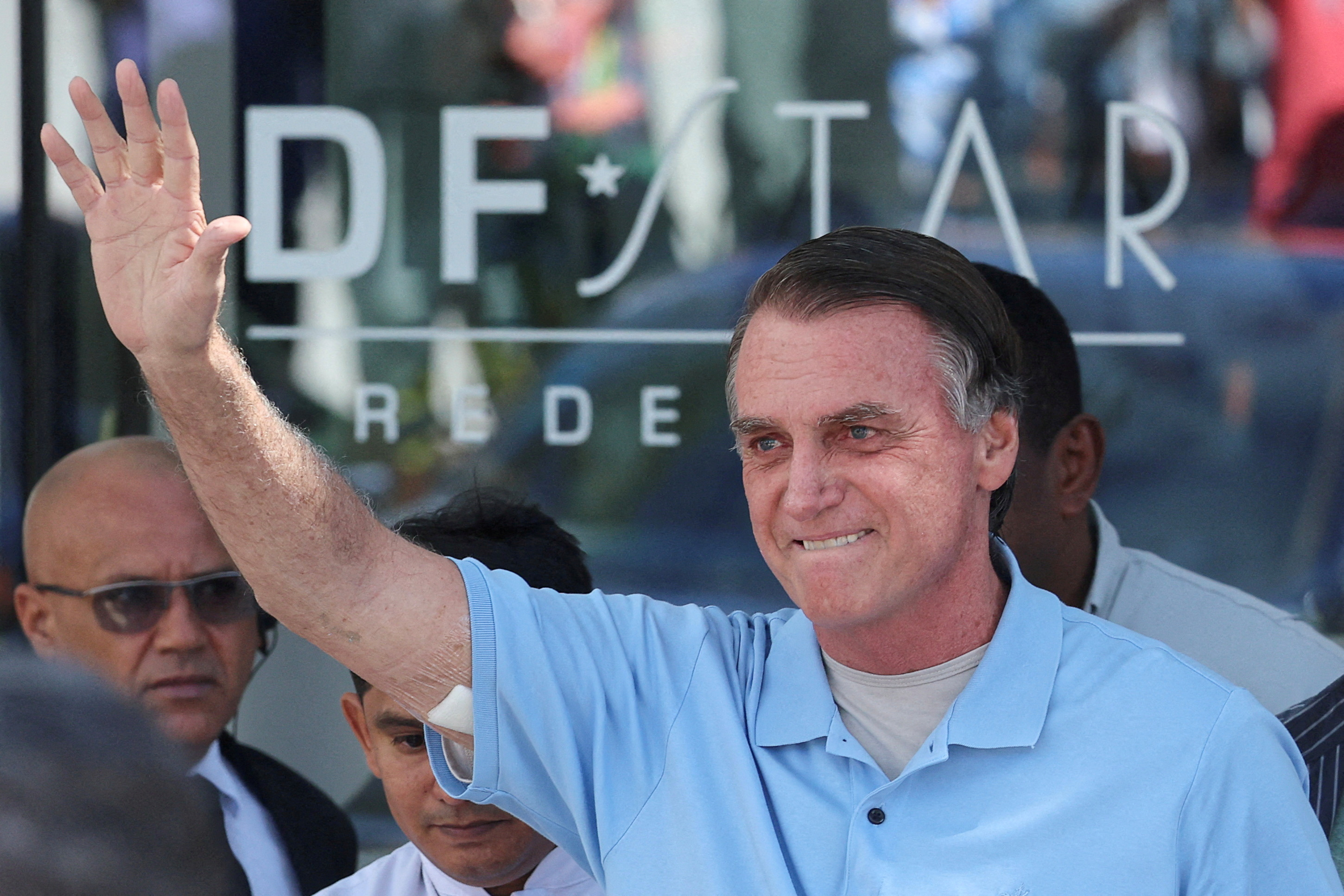 FILE PHOTO: Brazil's former President Bolsonaro leaves the hospital after surgery in May 2025