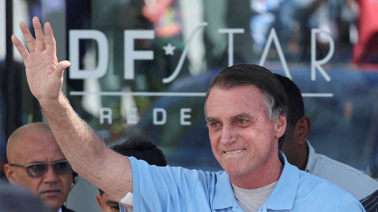 FILE PHOTO: Brazil's former President Bolsonaro leaves the hospital after surgery in May 2025