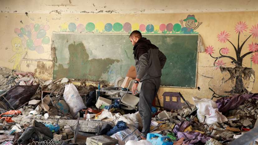 Aftermath of Israeli strike on school sheltering displaced people in Gaza City