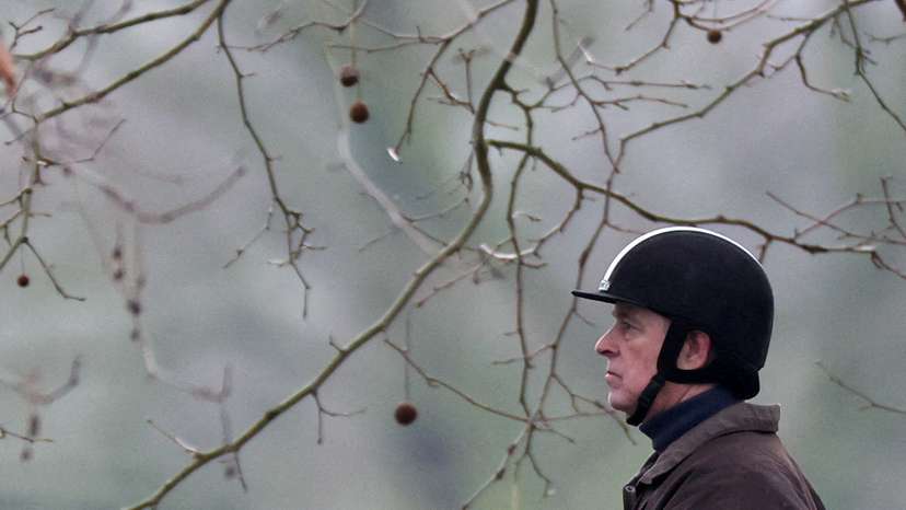 FILE PHOTO: Andrew Mountbatten-Windsor rides a horse in Windsor Great Park
