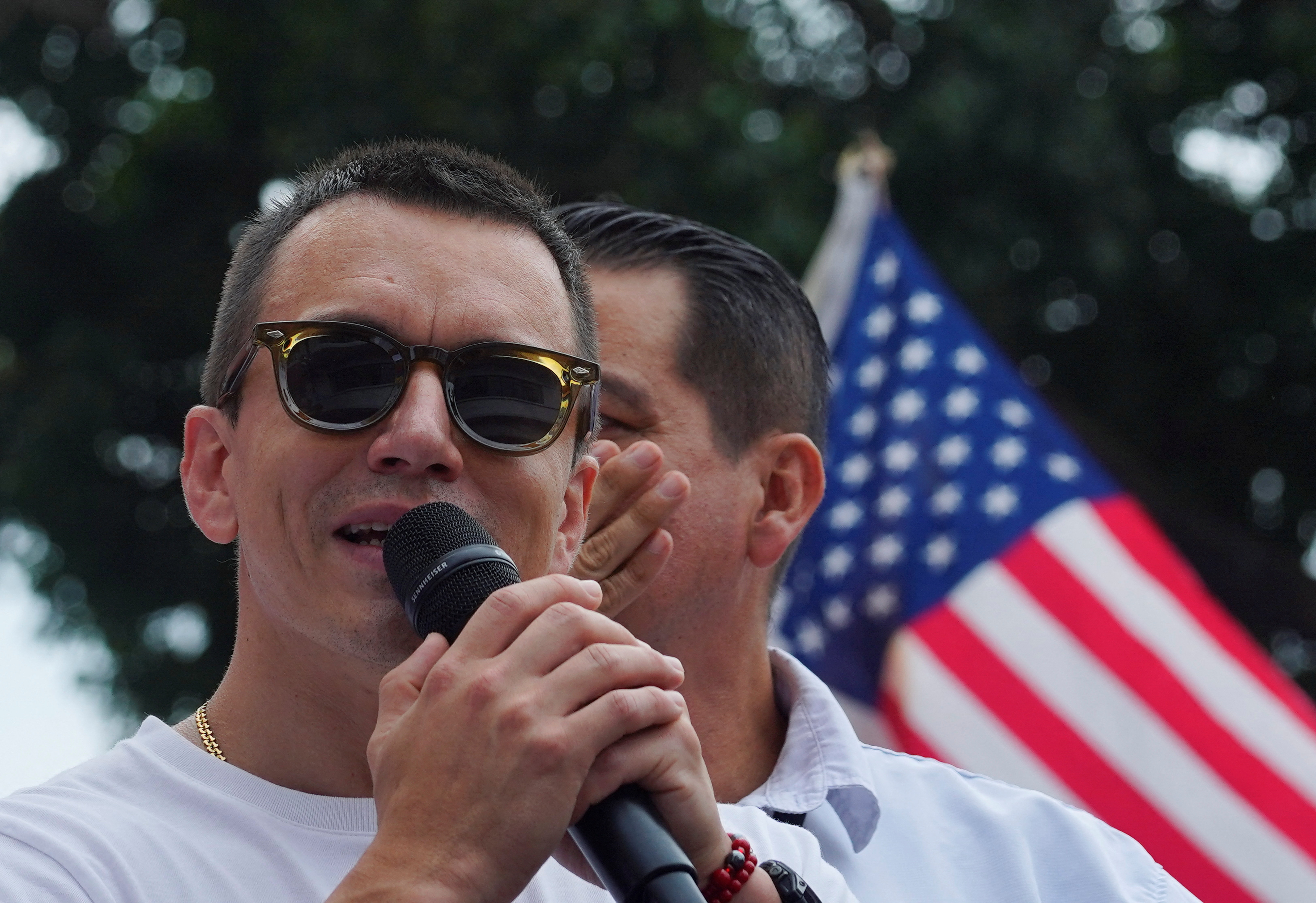 Ecuador's President Daniel Noboa leads the March for Peace and Justice, in Guayaquil