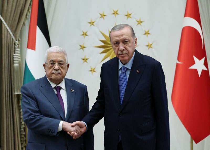 Turkey’s President Tayyip Erdogan meets with Palestinian President Mahmoud Abbas in Ankara