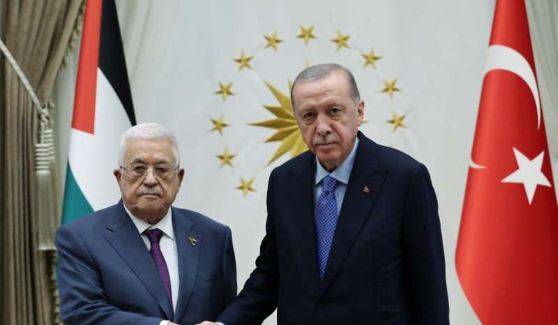 Turkey’s President Tayyip Erdogan meets with Palestinian President Mahmoud Abbas in Ankara
