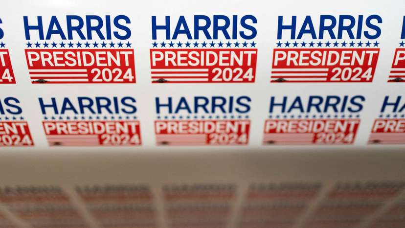FILE PHOTO: Arizona print shop makes high volumes of merchandise in support of U.S. Vice President Kamala Harris' presidential campaign
