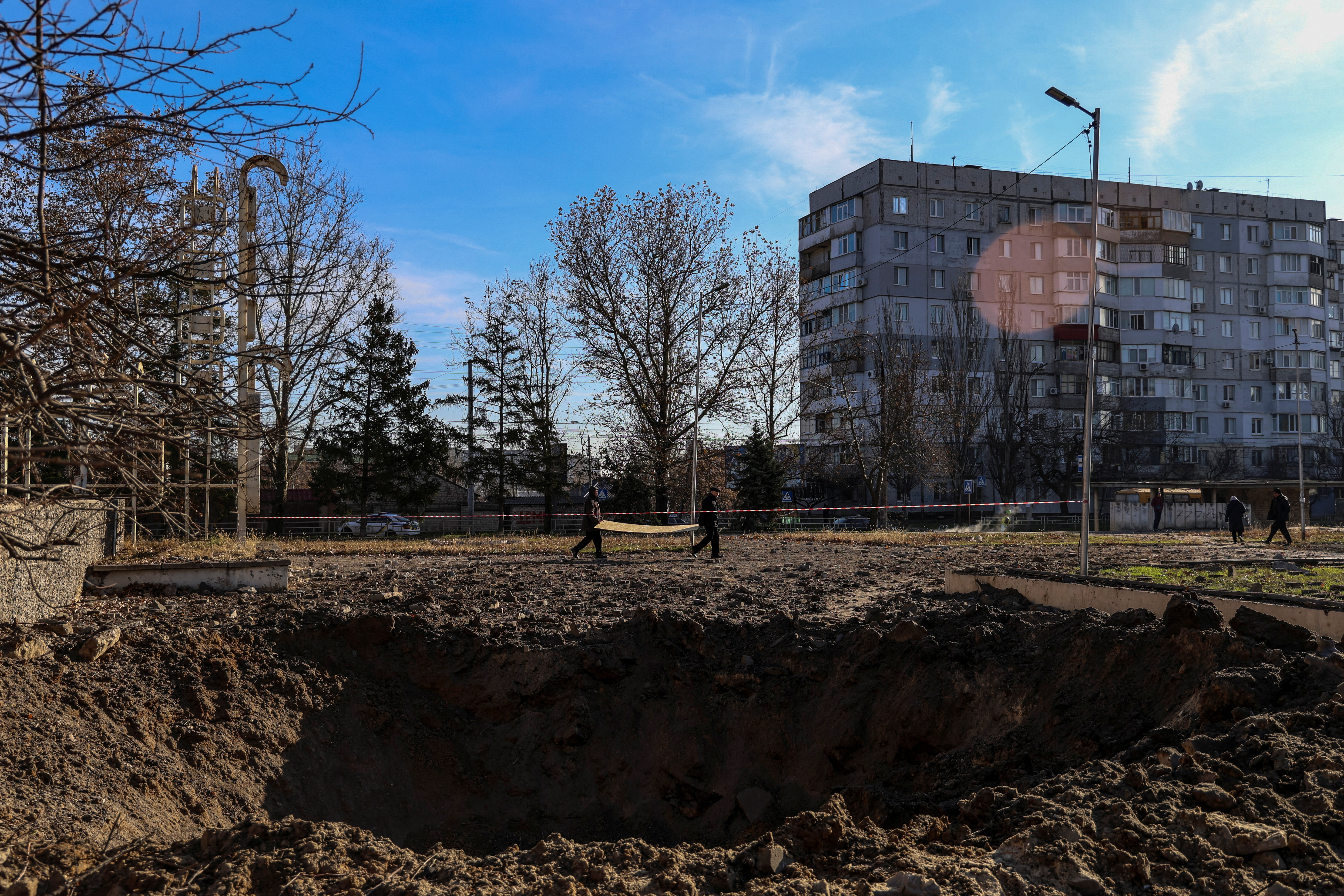 Aftermath of Russian missile attack in Kherson
