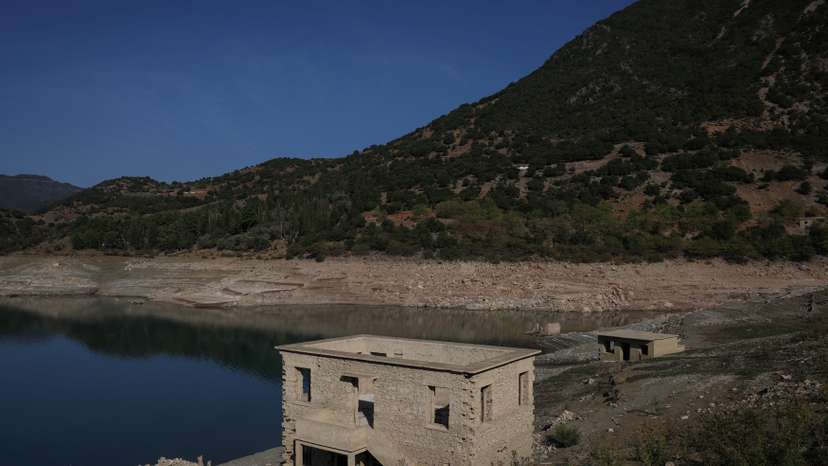 Sunken village emerges in Greece as drought dries up lake