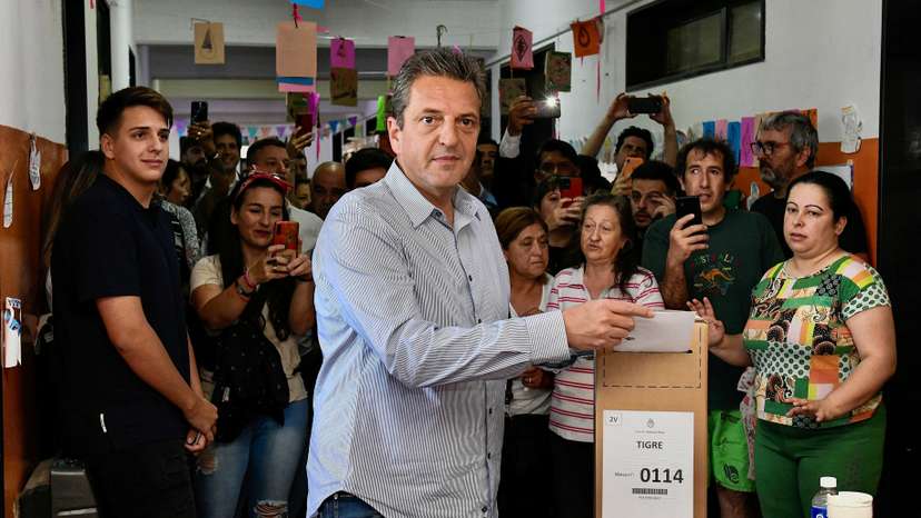 Argentine presidential candidate Massa votes during Argentina's runoff presidential election, in Tigre