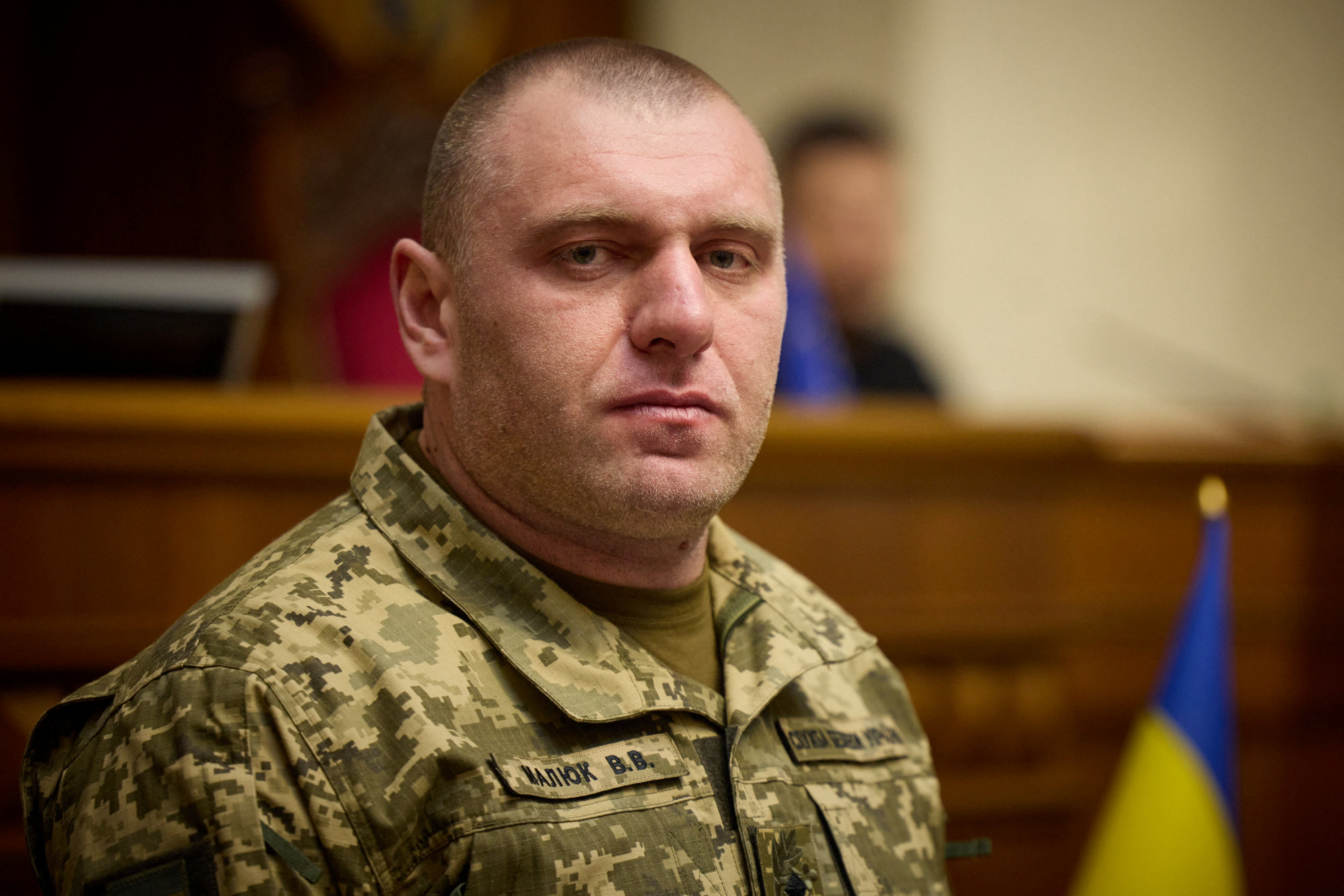 Newly appointed Head of the Ukraine's State Security Service Maliuk looks on during a parliament session in Kyiv