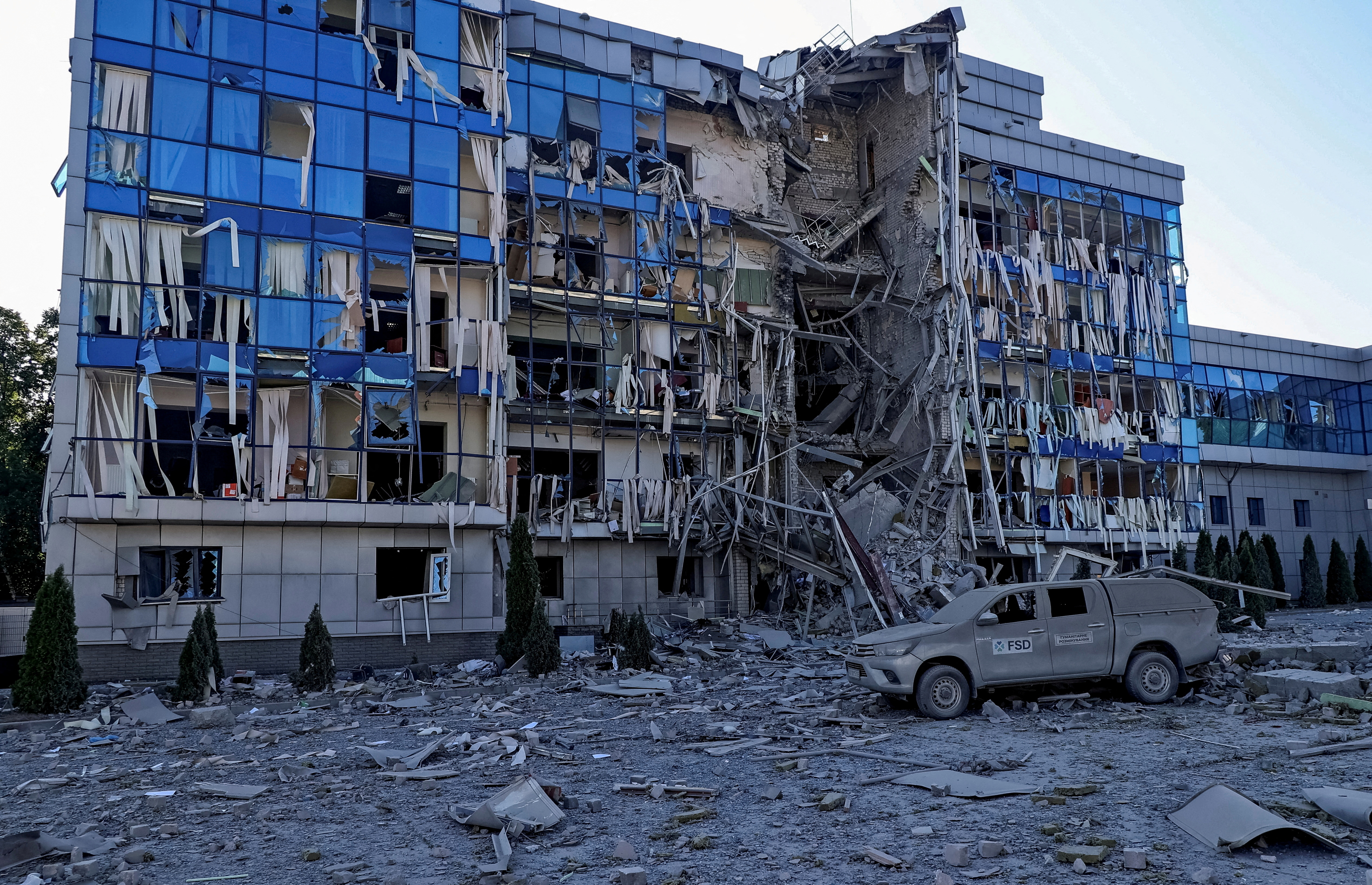 FILE PHOTO: Aftermath of a Russian missile attack in Kharkiv