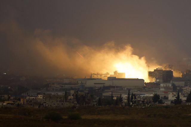 Smoke billows after an explosion in northern Gaza