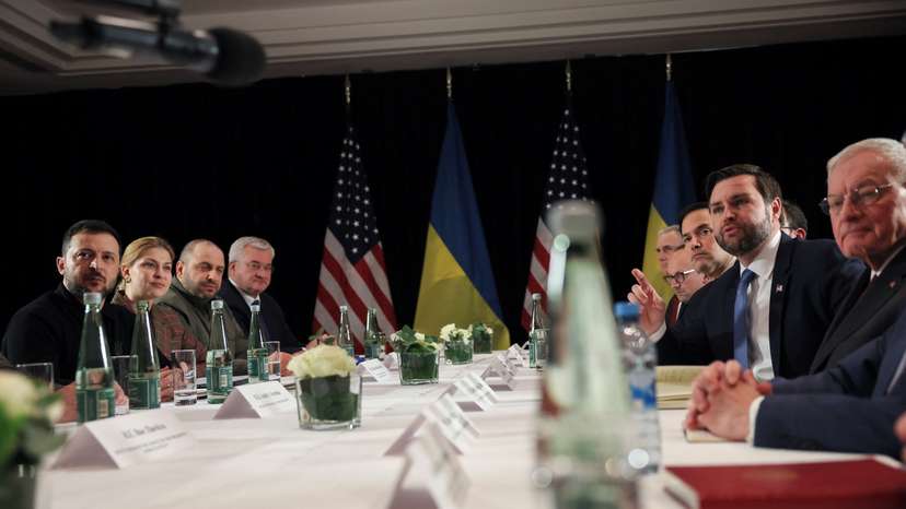 U.S. Vice President Vance and Ukrainian President Zelenskiy attend a bilateral meeting, in Munich