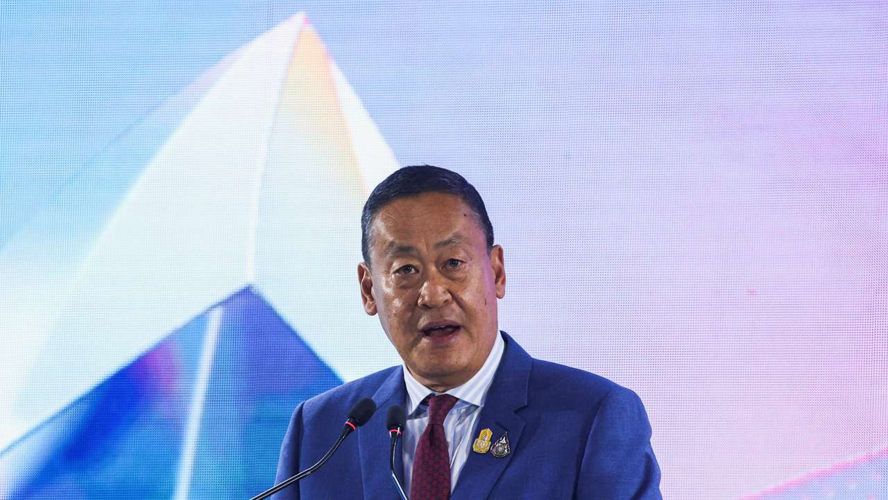 Thailand's Prime Minister Srettha Thavisin speaks during the "Microsoft Build : AI Day" event in Bangkok