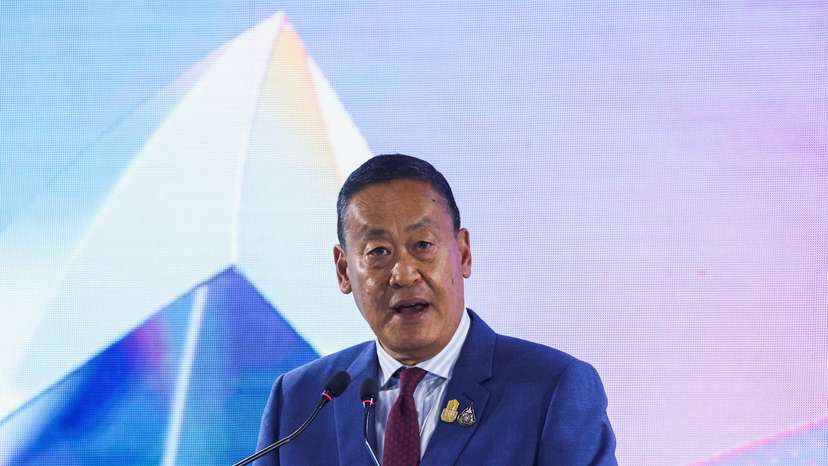 Thailand's Prime Minister Srettha Thavisin speaks during the "Microsoft Build : AI Day" event in Bangkok