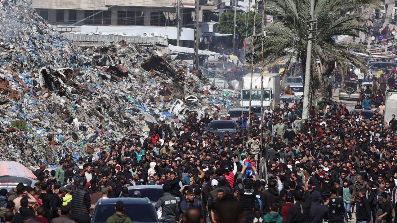 Funeral of Palestinians killed in an Israeli strike, according to medics, in Gaza City