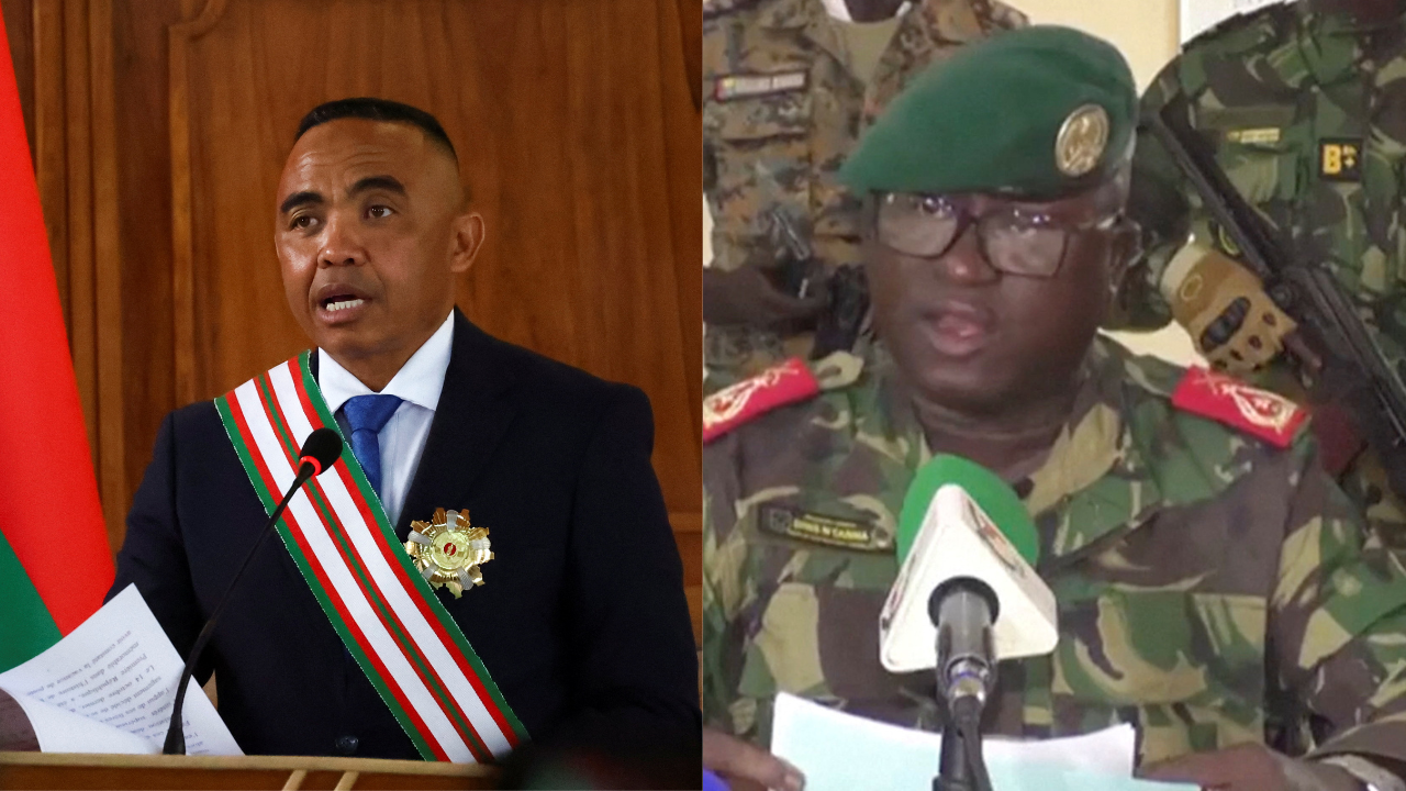 Madagascar's new military ruler, Colonel Michael Randrianirina and Guinea-Bissau military spokesperson Diniz N'Tchama