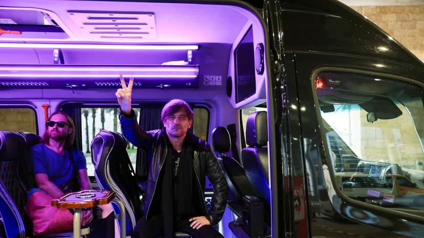 Members of Russian rock band Bi-2 who are opposed to the Ukraine war, gather at Ben Gurion International Airport