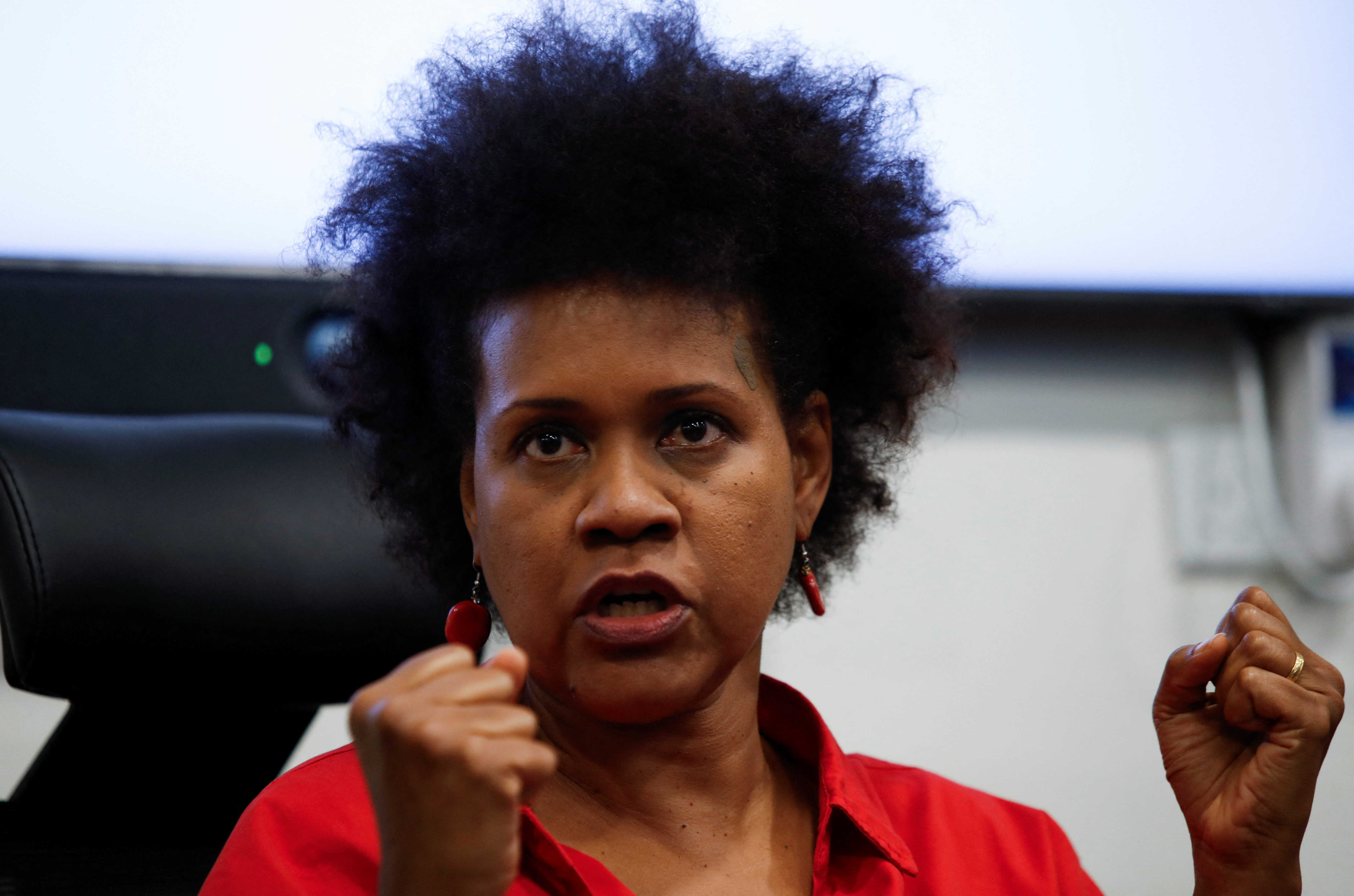 Tanzanian activist Maria Sarungi Tsehai attends a press conference in Nairobi