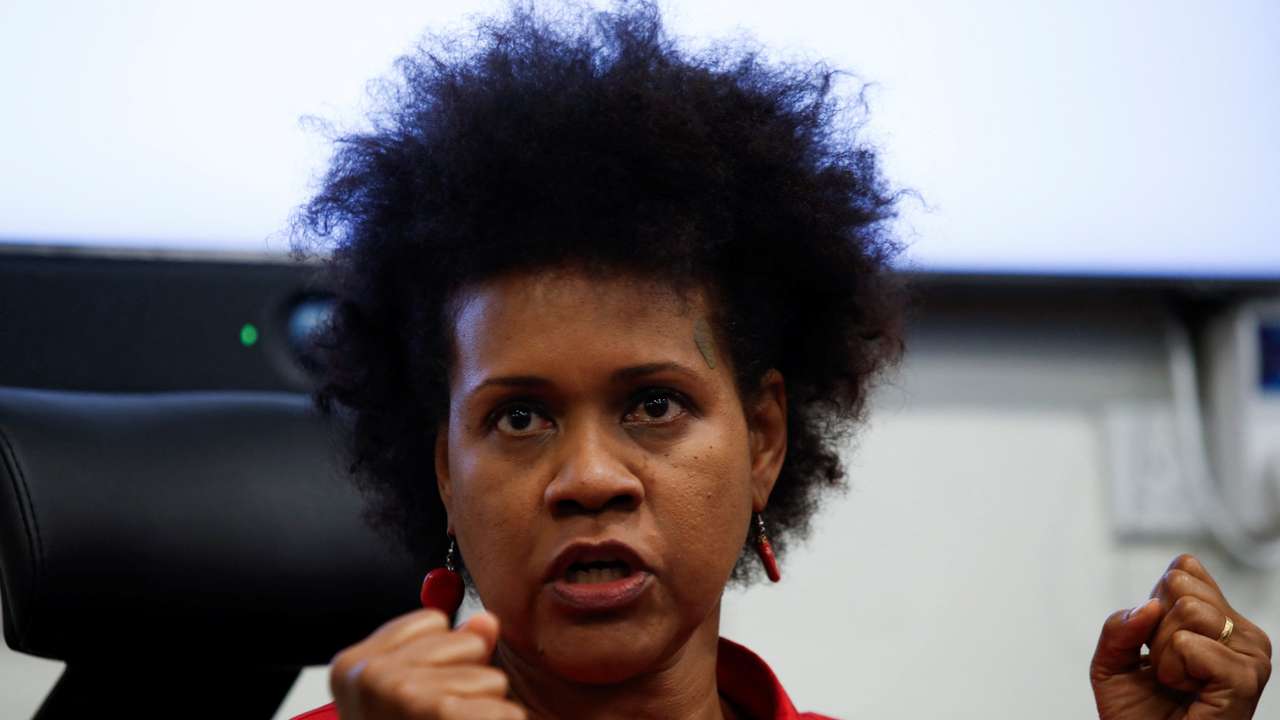 Tanzanian activist Maria Sarungi Tsehai attends a press conference in Nairobi