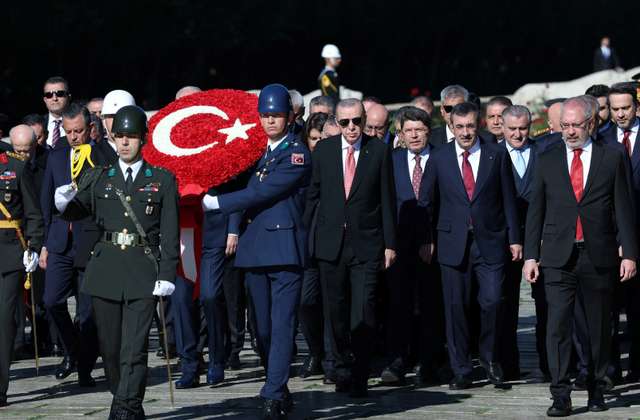 Turkish President Erdogan attends a Republic Day ceremony in Ankara