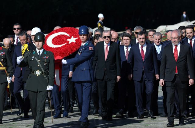 Turkish President Erdogan attends a Republic Day ceremony in Ankara