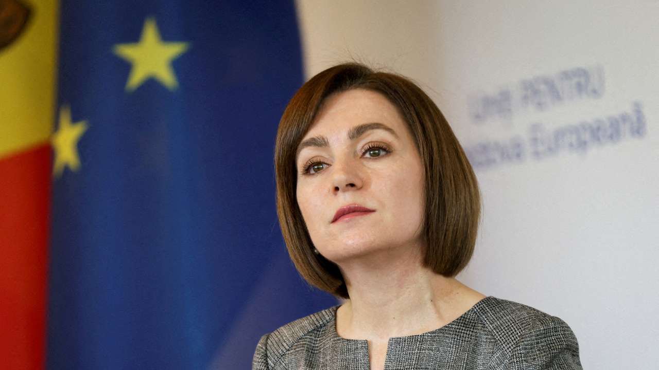 FILE PHOTO: Moldovan President Sandu attends a news conference in Chisinau