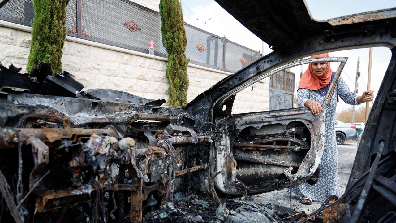Aftermath of an Israeli settlers' attack in the village of Jeit