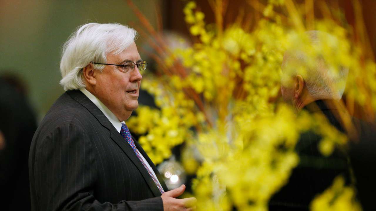Australian Politician Clive Palmer is pictured during a dinner hosted for Japan's Prime Minister Shinzo Abe at Parliament House in Canberra