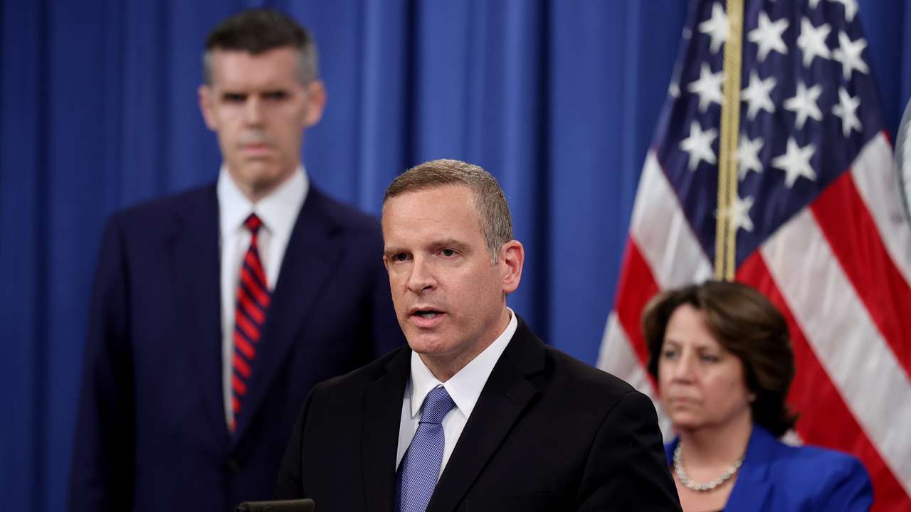 U.S. law enforcement officials discuss May ransomware attack on Colonial Pipeline during news conference at the Justice Department in Washington