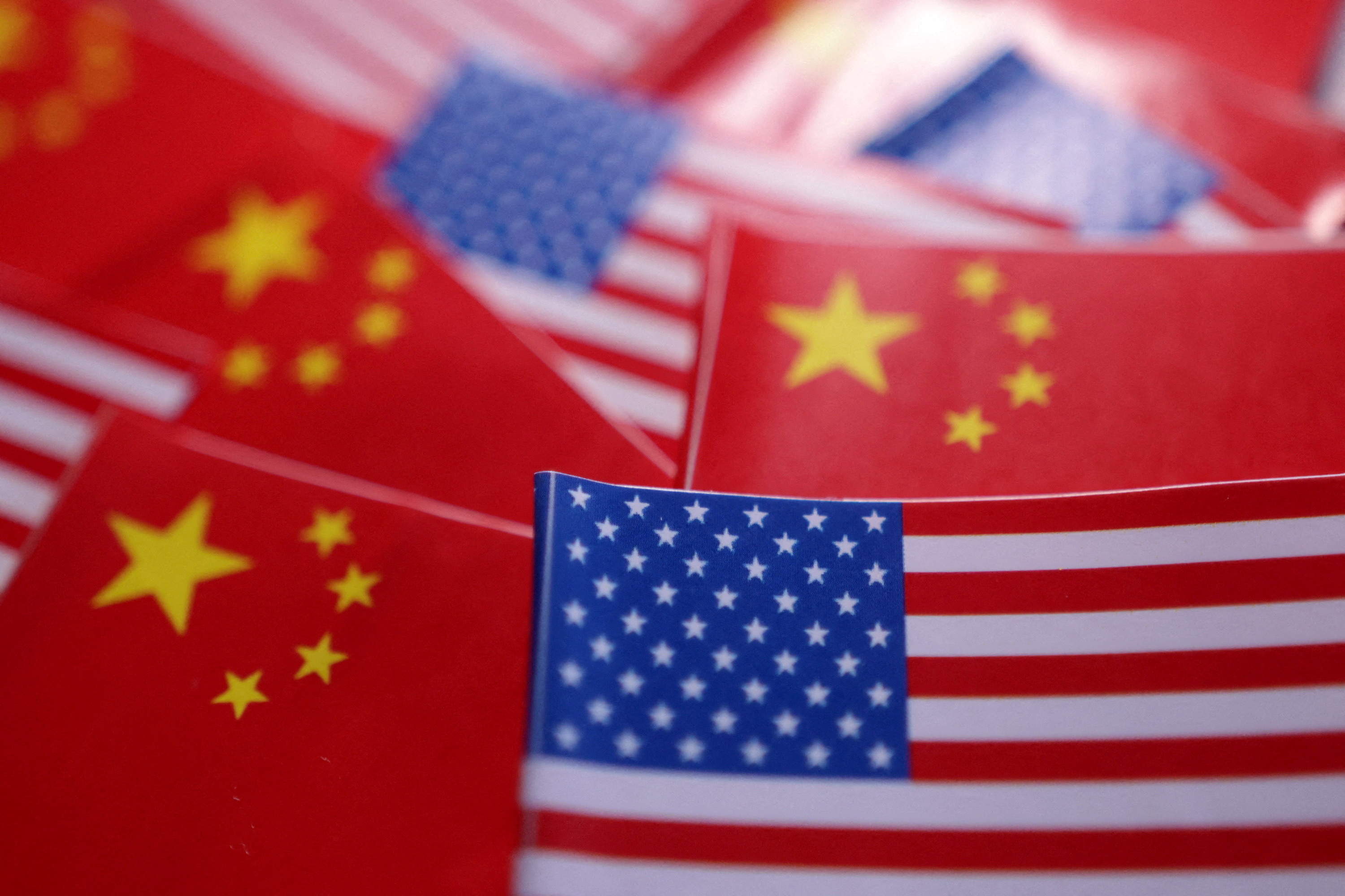 FILE PHOTO: Illustration shows U.S. and Chinese flags