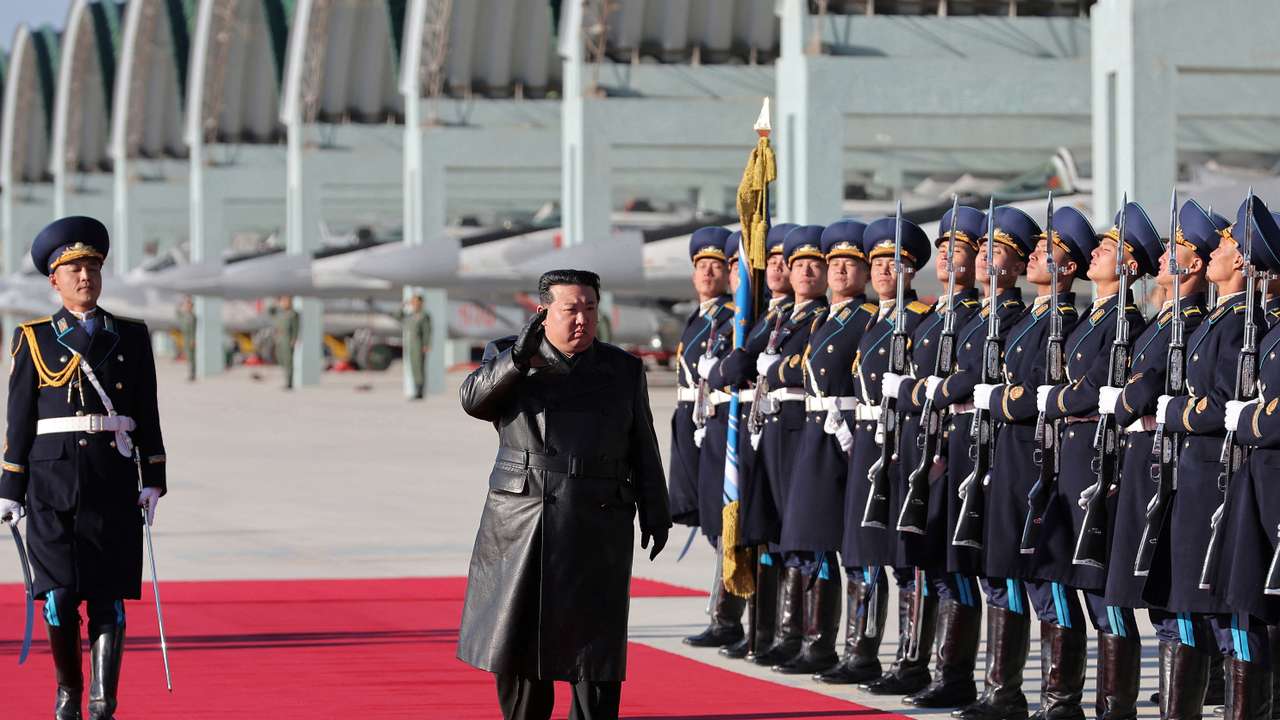 North Korean leader Kim Jong Un visits Korean People's Army Air Force headquarters on the occasion of Aviation Day