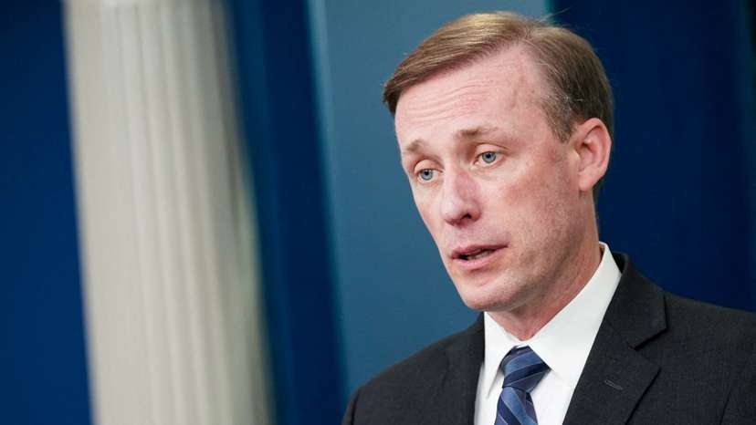 FILE PHOTO: White House National Security Advisor Jake Sullivan speaks at the White House in Washington