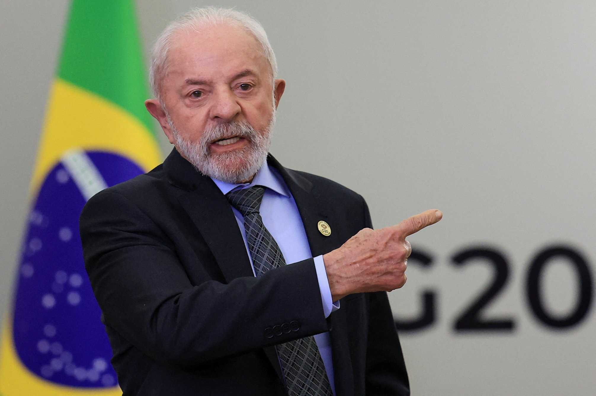 Brazil's President Luiz Inacio Lula da Silva attends a press conference on the second day of the G20 Leaders' Summit in Johannesburg