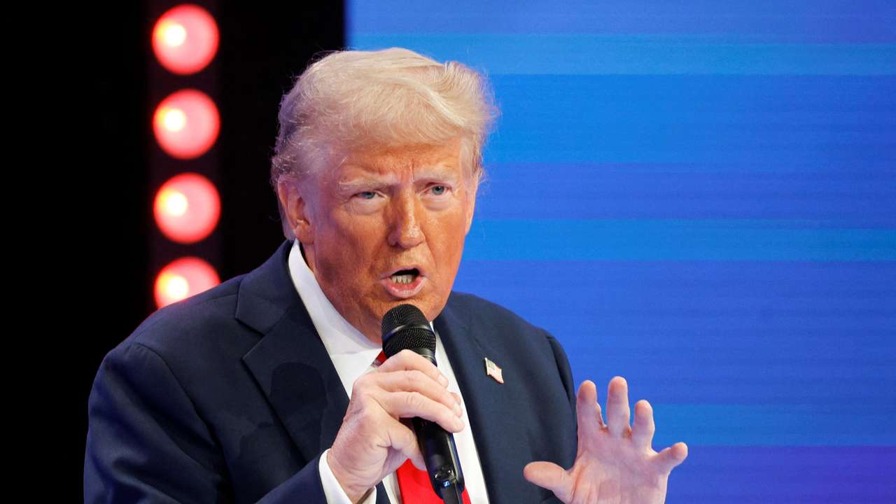 Republican presidential nominee and former U.S. President Donald Trump participates in a town hall presented by Univision, in Doral
