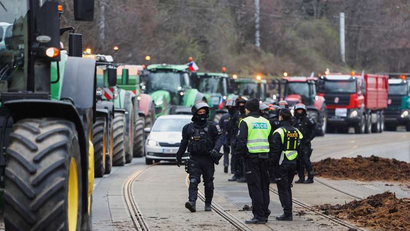 Farmers protest in Prague
