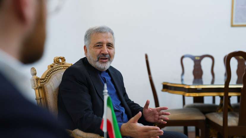 Iranian ambassador to Saudi Arabia, Alireza Enayati, speaks to Reuters during an interview in Riyadh, Saudi Arabia
