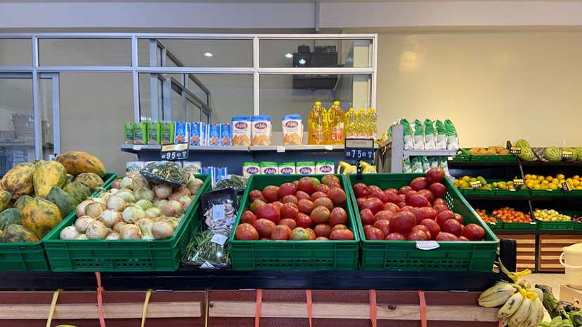 Food Stuff and produce or groceries at a market stall
