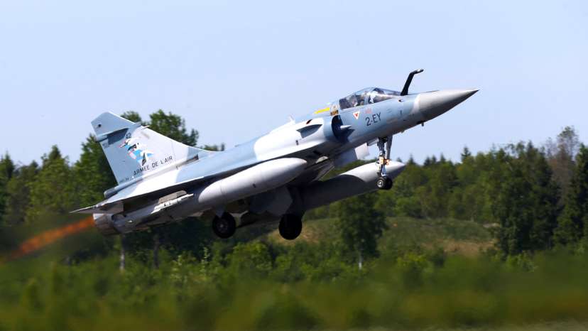 FILE PHOTO: France's Air Force Mirage 2000-5 fighter takes off during the NATO Baltic Air Policing Mission in Amari military air base