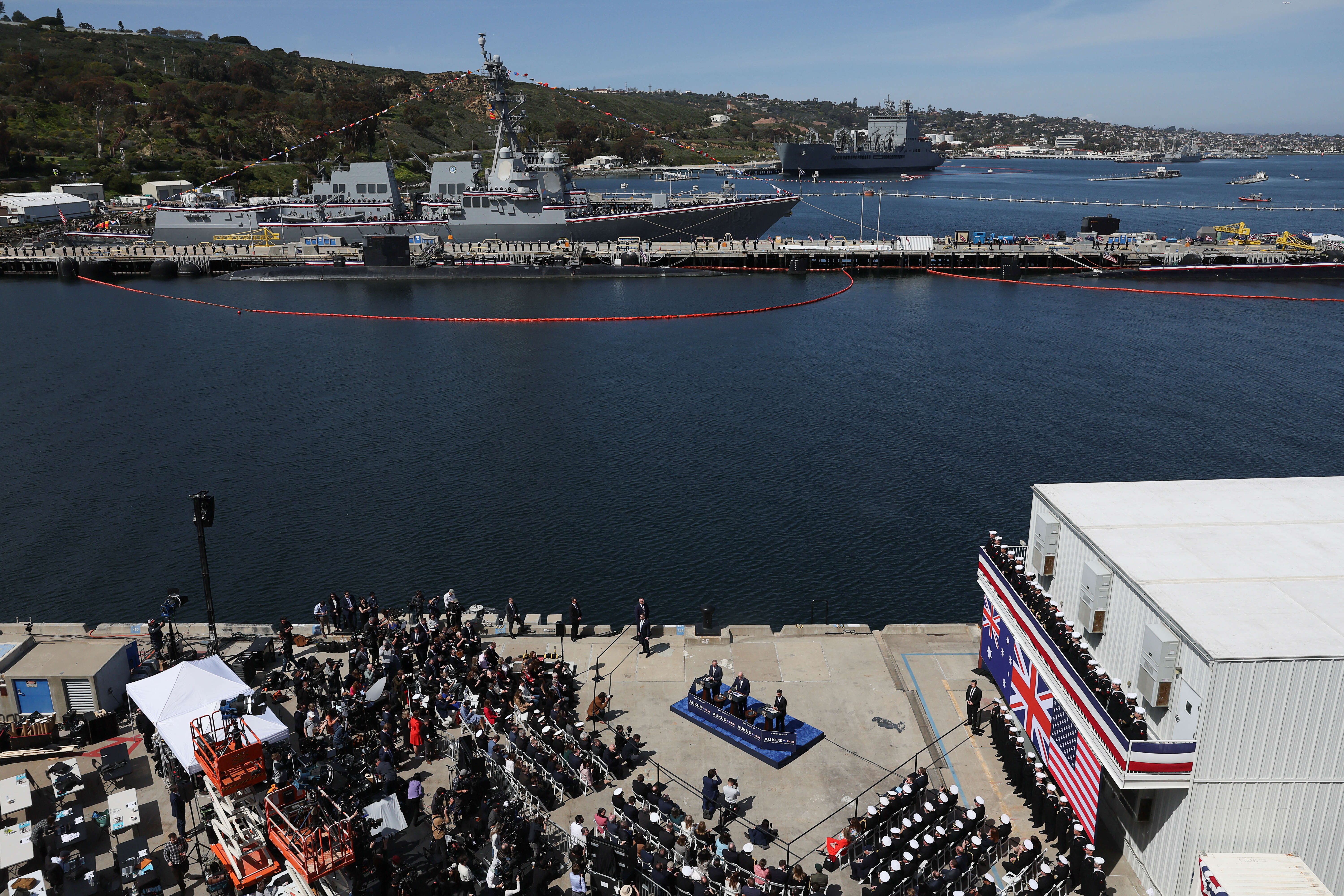 U.S. President Biden meets with Australian PM Albanese and British PM Sunak at Naval Base Point Loma in San Diego