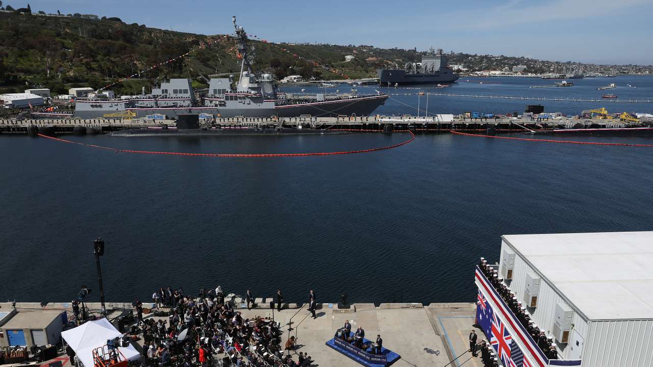 U.S. President Biden meets with Australian PM Albanese and British PM Sunak at Naval Base Point Loma in San Diego