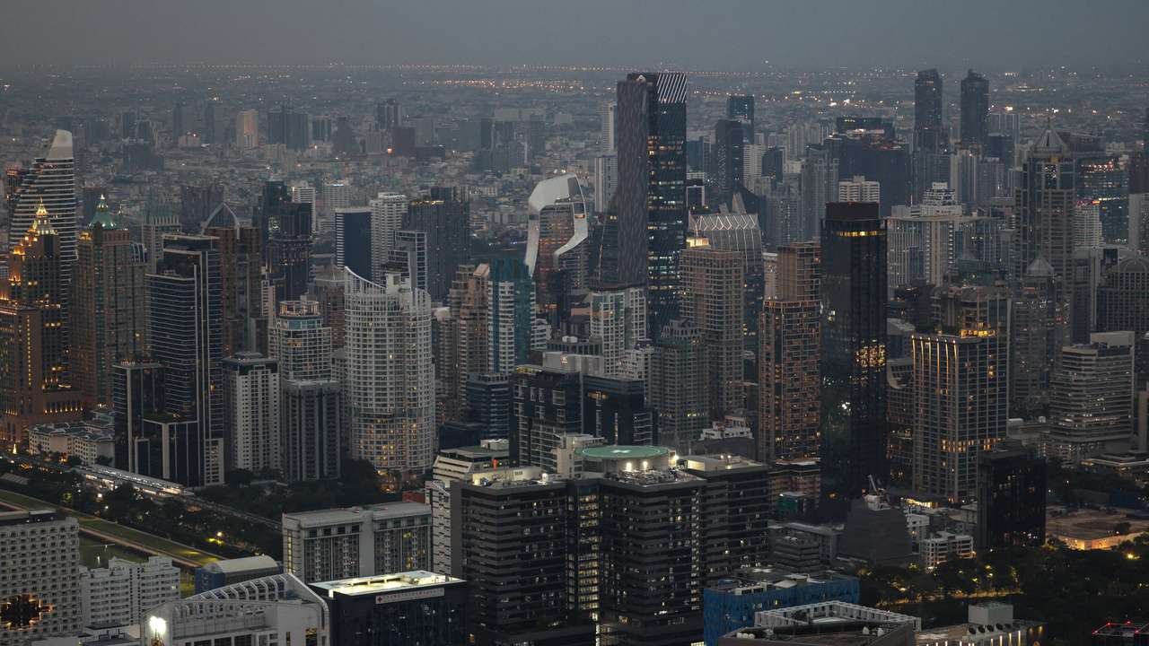Bangkok's skyscrapers from Mahanakhon SkyWalk at King Power Mahanakhon in Bangkok