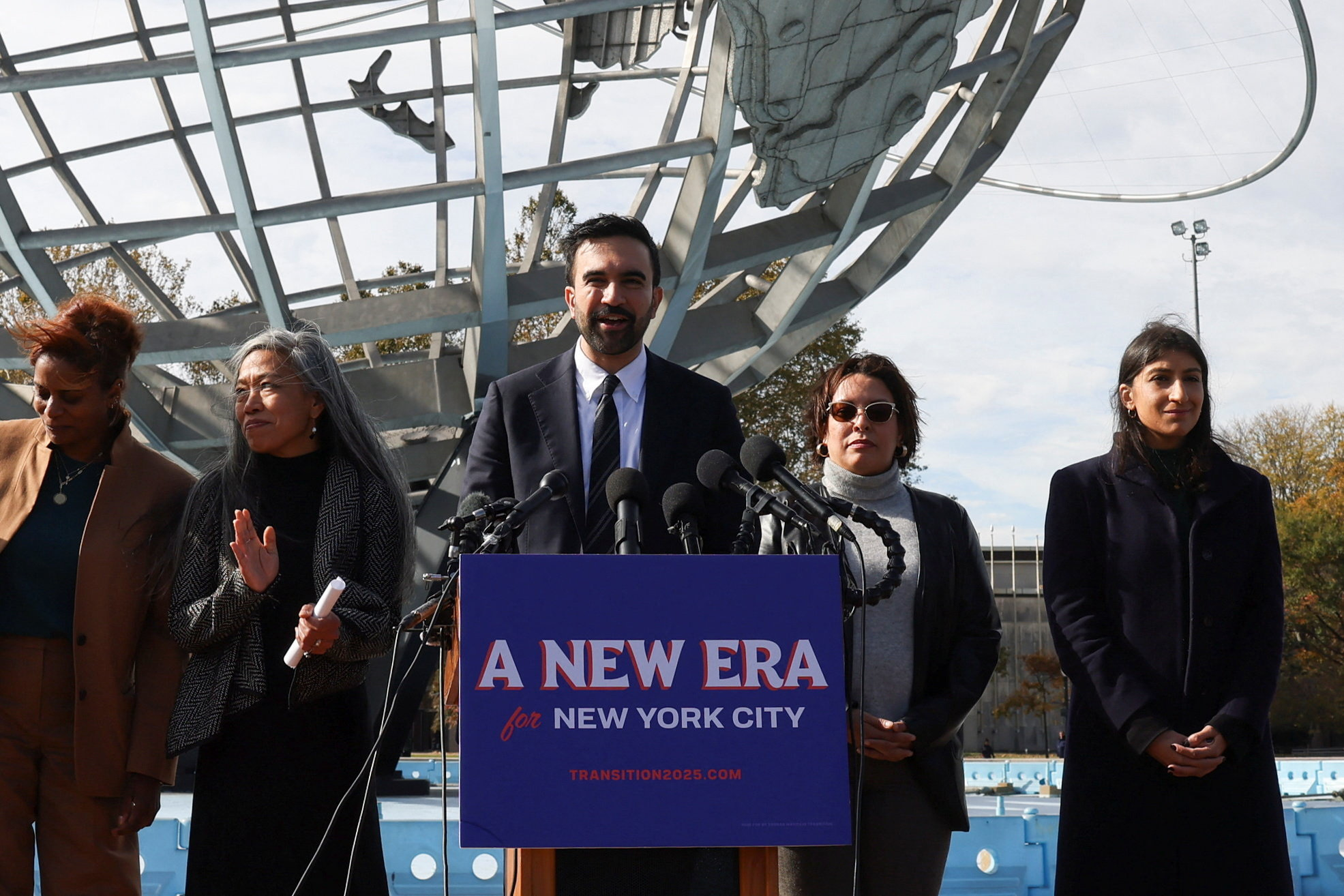 New York City mayor-elect Zohran Mamdani holds a press conference in the Queens borough of New York City
