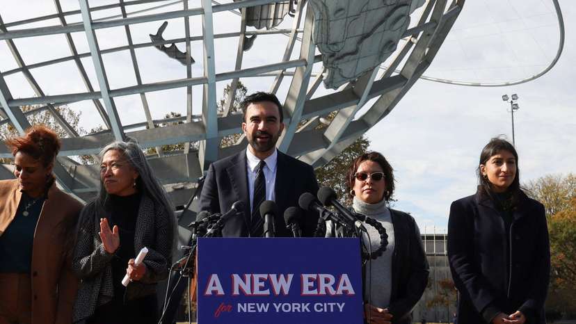 New York City mayor-elect Zohran Mamdani holds a press conference in the Queens borough of New York City