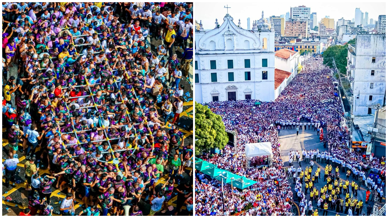 Romeiros acompanham a procissão do Círio de Nazaré.